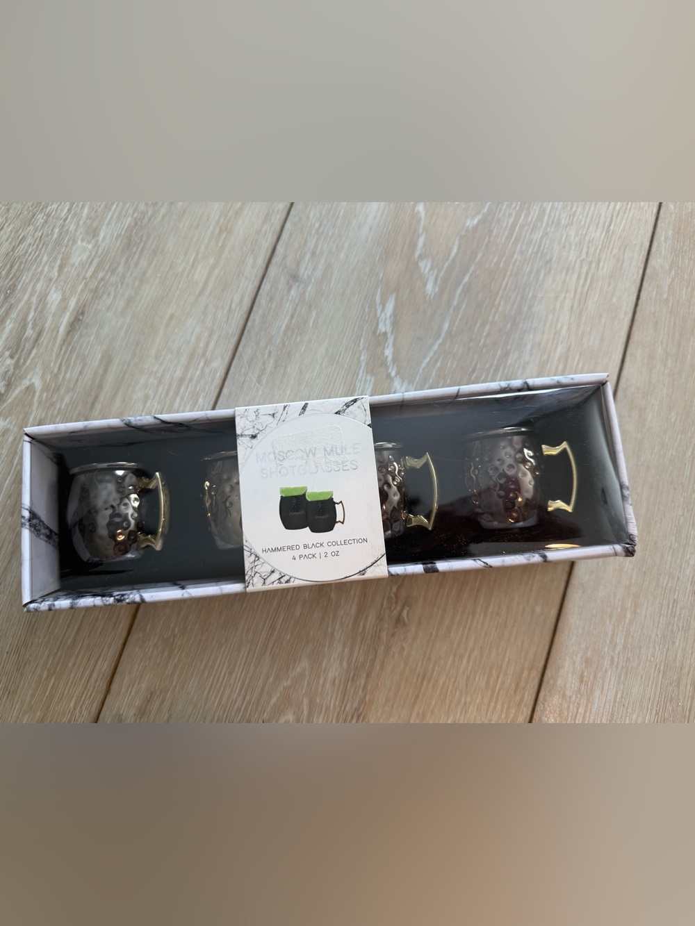 New Moscow Mule Shot Glasses - Hammered Black 4-Pack - gift